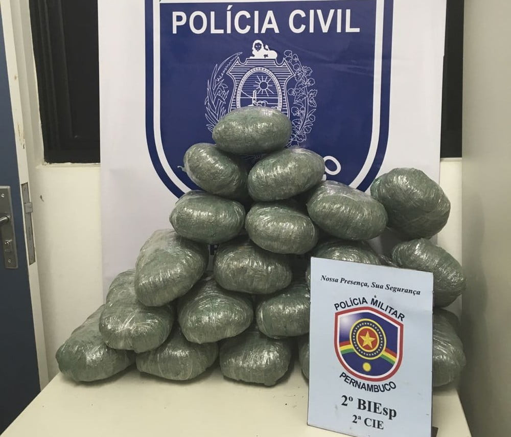 Droga apreendida durante abordagem policial — Foto: Divulgação/ PCPE 