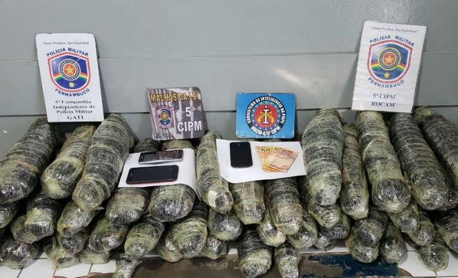 Total de 52 kg de maconha foram apreendidos em Gravatá — Foto: PM/Divulgação
