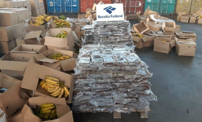 Cocaína estava escondida em carga de bananas em Suape, no Grande Recife — Foto: Receita Federal/Divulgação 