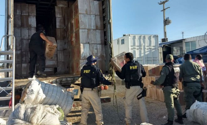 Carga apreendida durante operação conjunta em Salgueiro — Foto: Divulgação/ PRF 