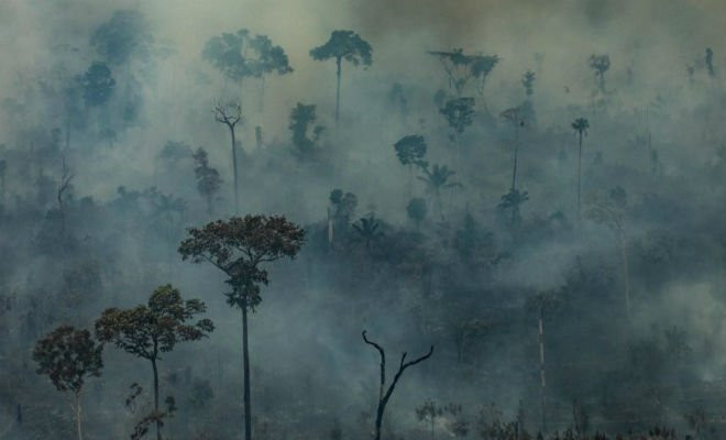 Imagem aérea de queimada na Floresta Amazônia, em Altamira (PA)