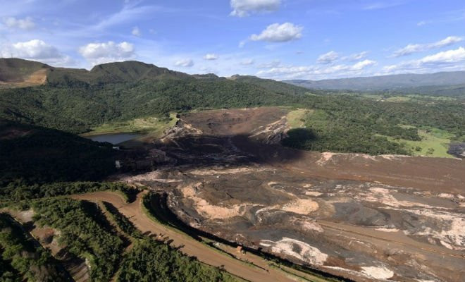A mina do Feijão na região de Córrego do Feijão, em Brumadinho, dois dias depois do rompimento da barragem da Vale. — Foto: Douglas Magno/AFP 