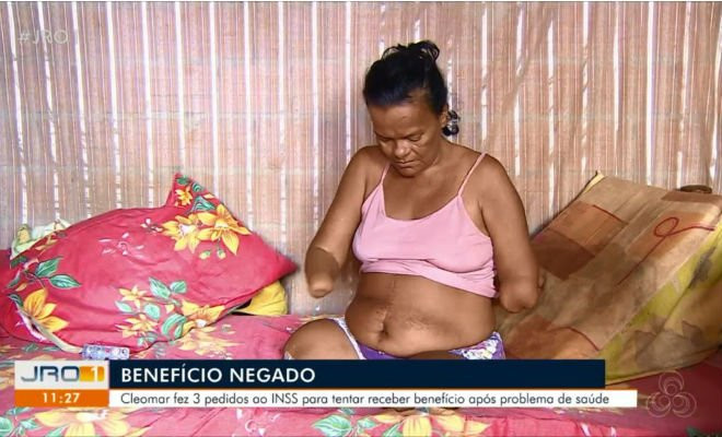 Cleomar diz que se sente constrangida após tantas negativas do INSS — Foto: Rede Amazônica/Reprodução 