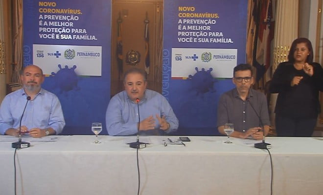 Pernambuco tem 48 casos confirmados de coronavírus — Foto: Reprodução/Governo de Pernambuco 