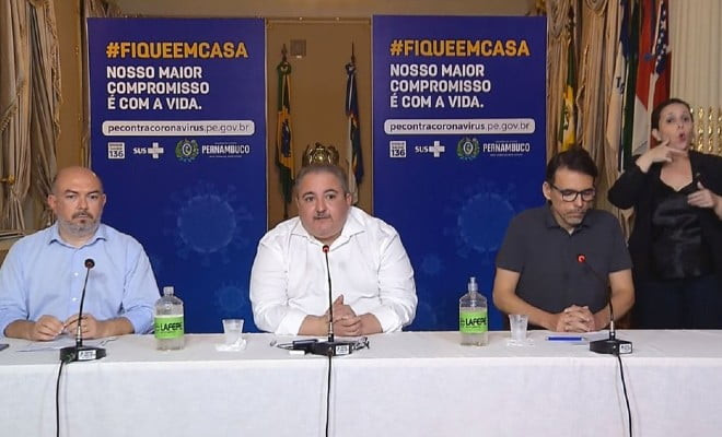 Coletiva de imprensa detalhou situação da pandemia de coronavírus em Pernambuco — Foto: Reprodução/Governo de Pernambuco 