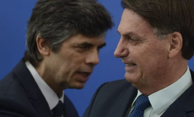 O ministro da Saúde, Nelson Teich, e o presidente Jair Bolsonaro (Crédito: Marcello Casal Jr./Agência Brasil) 