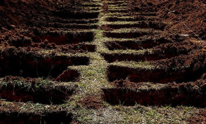 Cemitério da Vila Formosa, em São Paulo-SP, abre dezenas de covas para receber vítimas de covid-19 | Imagem: Suamy Beydoun/AGIF