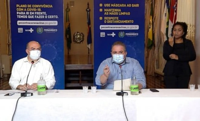 Coletiva de imprensa do Governo de Pernambuco nesta terça-feira (4) - Foto: Reprodução/YouTube