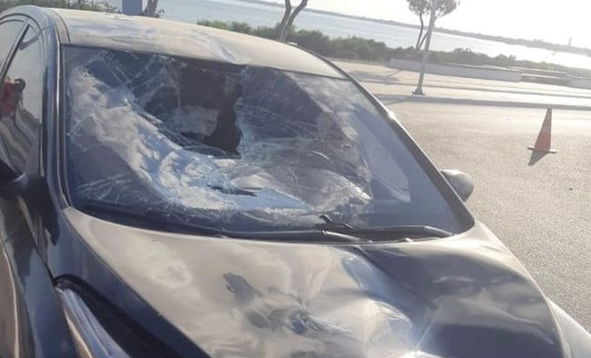 Carro que atropelou ciclista em Petrolina — Foto: Divulgação / PRF 