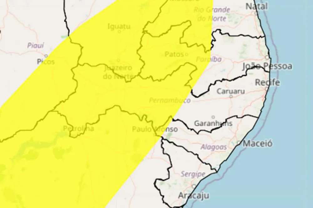 Inmet registra alerta de vendaval em Floresta-PE