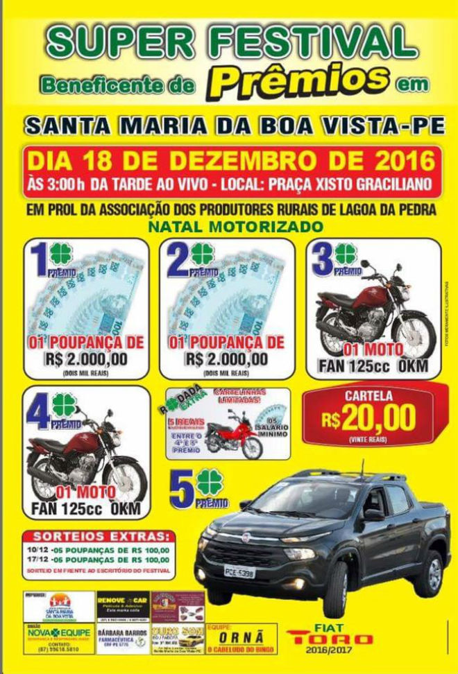 festival de premios santa maria da boa vista