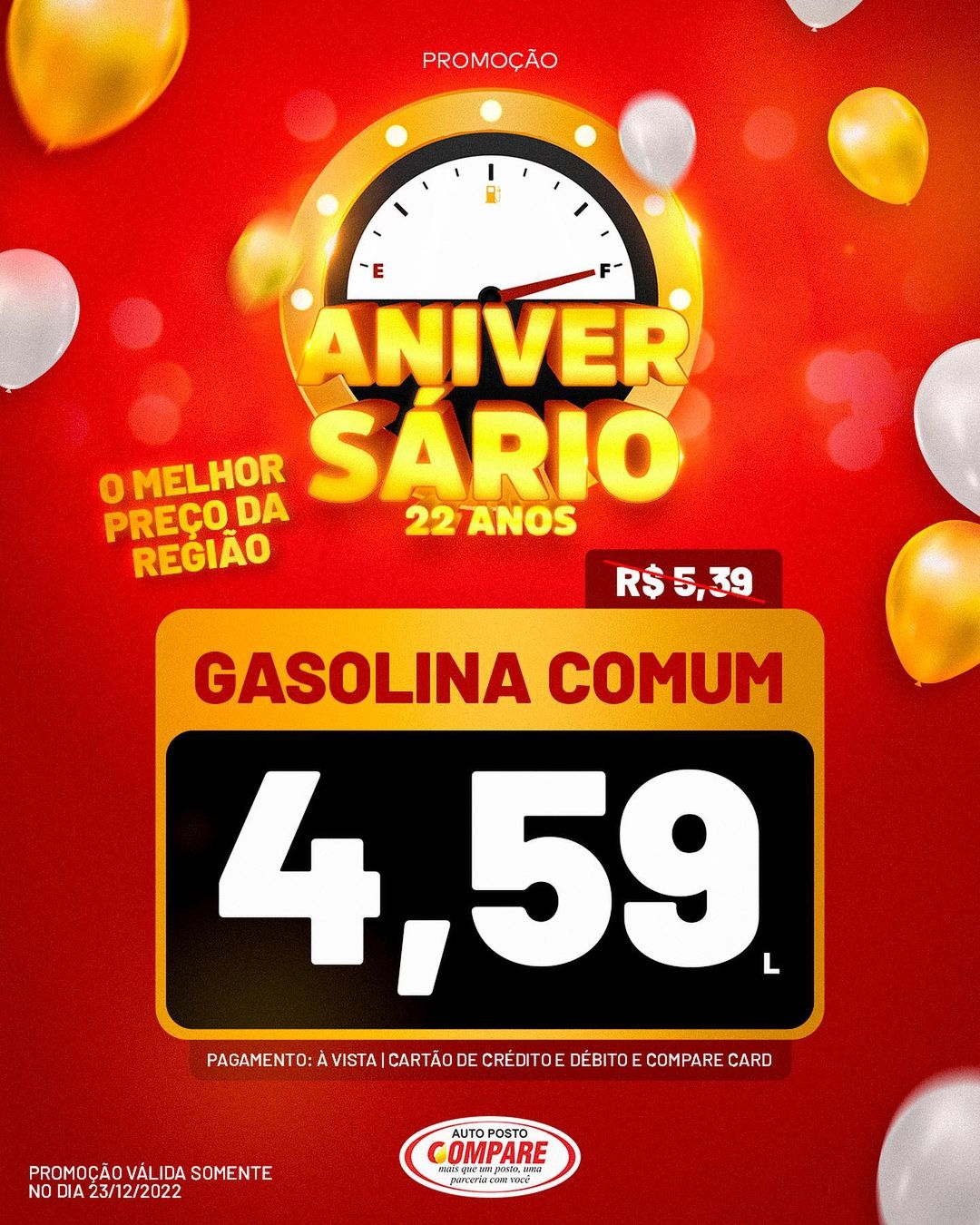 Posto Compare comemora aniversário e quem ganha o presente é você! Confira  as promoções! - Blog do Elvis